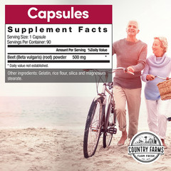 Country Farms Bountiful Beets Root Capsules, Wholefood Beet Extract Superfood, N