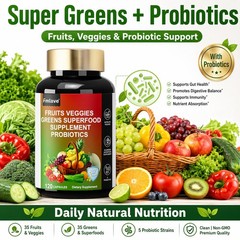 2pc Fruits and Veggies Supplement | 240 Capsules | Superfood 5 Probiotic Strains