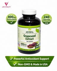 Grapeseed Extract 400mg 240 Capsules Antioxidant Support Vitis Vinifera NOM GMO