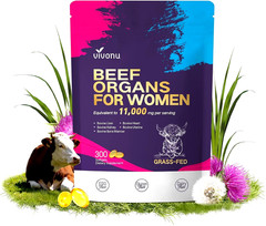 13-in-1 Beef Organ Supplement for Women Balance Hormones, Energy, 300 Softgels