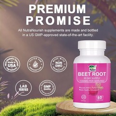 Organic Beet Root Capsules – 1300mg 60 Count (Pack of 1) Red 180 Vegan