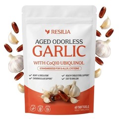 Resilia Garlic Extract 1200mg Softgels (60 Count) – Odorless Aged Garlic Extra..