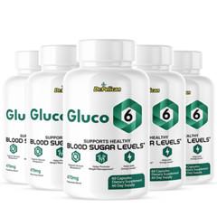Gluco 6- Cardiovascular Health, Blood Pressure & Sugar Support- 5 Bottles