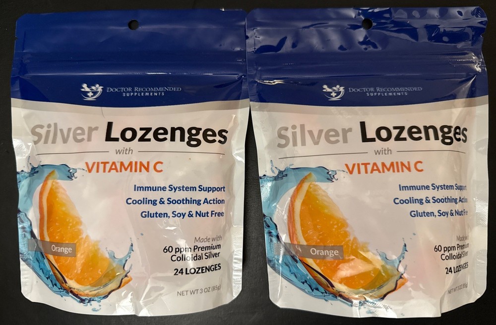 Silver Lozenges with Vitamin C – Premium nano Silver 60PPM Colloidal 2 Pack