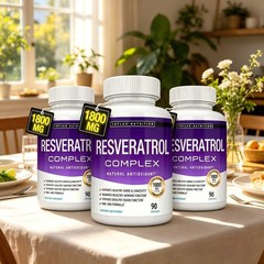 1800mg, 3 Pack Toplux Resveratrol Complex 90 Capsules Antioxidant Supplement NEW
