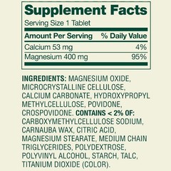 Magnesium Dietary Supplement Tablets for Bone and Muscle Health, 400 mg, 250
