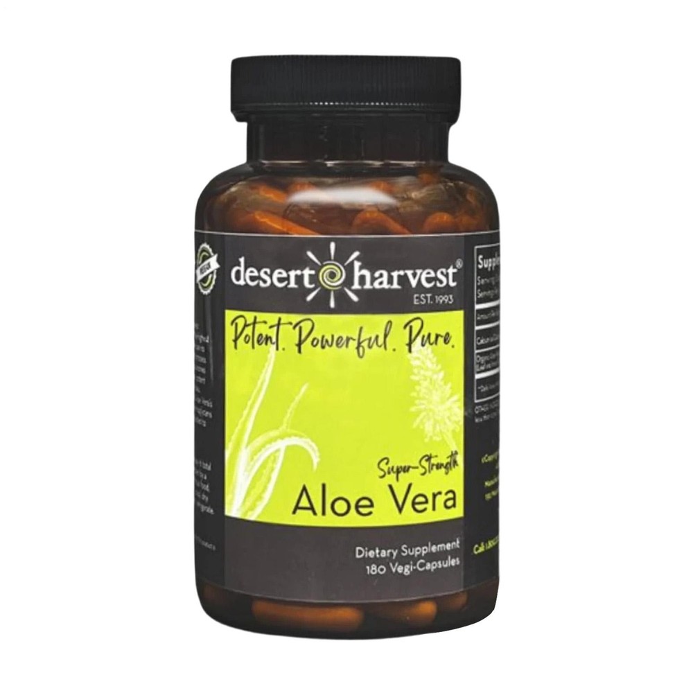 Desert Harvest Super-Strength Aloe Vera, Freeze Dried Aloe Vera – 180 Capsules