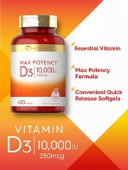 Vitamin D3 10000 IU 400 Softgels | Value Size | Max Potency | by Carlyle