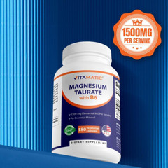 Magnesium Taurate 1500Mg per Serving – 180 Vegetarian Capsules (Provides 300 Mg