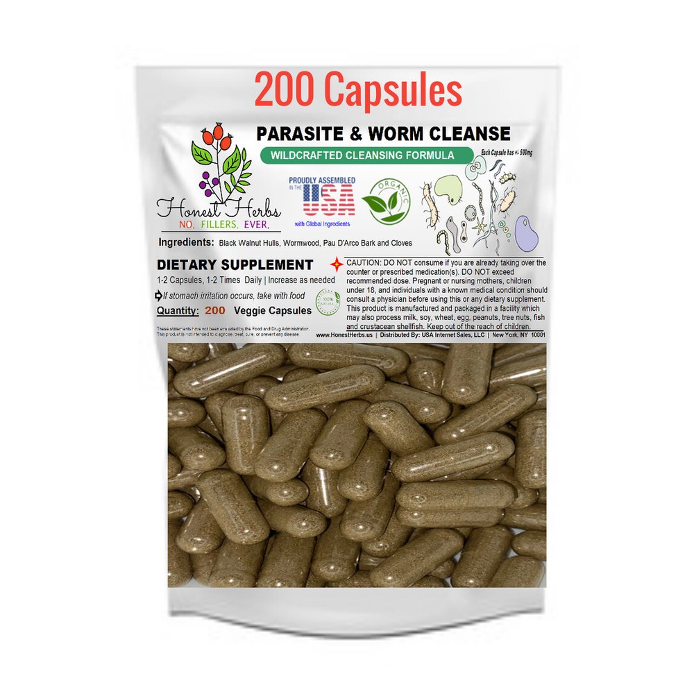 Worm & Parasite Blend – Natural Cleanse Formula – 500mg – 200 Veggie Caps
