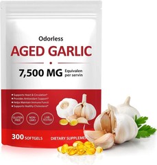Odorless Garlic 7500Mg per Servings, 300 Softgels | 2 Years Aged Garlic Extra…