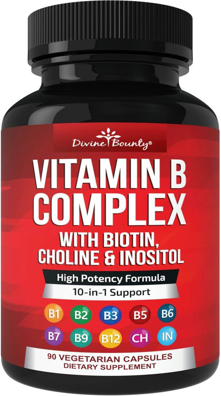 Divine Bounty Super B Complex Vitamins W/ B12 B1 B2 B3 B5 B6 B7 B9 90 Capsules