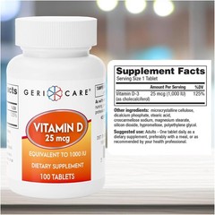 Geri-Care Vitamin D Tablet 876-01-GCP 12 Bottles 100 per Bottle