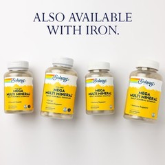 SOLARAY Mega Multi Mineral, Iron Free – Daily 100 Count (Pack of 1), No Color