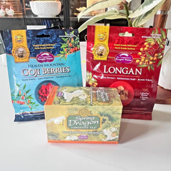 Dragon Herbs Dried Goji Berries, Longan Berries and Spring Dragon Longevity Tea
