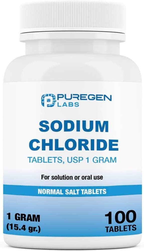 Puregen Sodium Chloride Tablets Normal Salt 1 GM (1000 mg) 100 Tablets