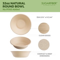 [50 COUNT]Harvest Pack PFAS FREE 32oz Paper Compostable Bowls Only, Round Hea…