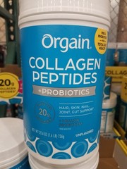 Orgain Collagen Peptides + Probiotics, Unflavored, No Sugar, No Carbs, 1.6 Lbs.