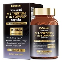 21 in 1 Liposomal 1400mg Magnesium Complex (Citrate, 120 Count (Pack of 1)