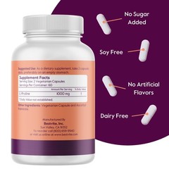 BESTVITE LProline 500mg 240 Vegetarian Capsules 120 x 2 No Stearates No Fil…