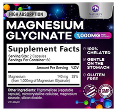 Magnesium Glycinate 1000Mg per Serving – Pure & Chelated for Max Absorption – Su