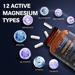 12-in-1 Magnesium Complex 700mg Glycinate Citrate Sleep Muscle Wellness Support