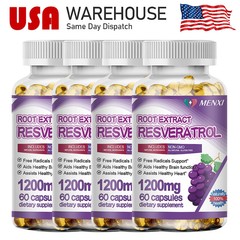 Resveratrol Extract Capsules 1200 MG Natural Supplement Anti Aging Antioxidant