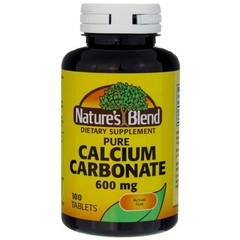 Nature`s Blend Calcium Carbonate 600mg Tablets 100 ct pack of 2