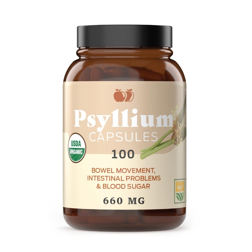 Pure Natural Whole Psyllium Husk Powder Capsules – 660mg Capsules 100 Pure Un…