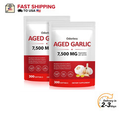 Odorless Aged Garlic Extract 2 PACK 7500mg – 300 Softgels,Heart & Immune Support