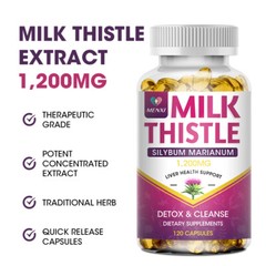 120 Liver Cleanse Detox Capsules Milk Thistle Extracts Silymarin, Dandelion