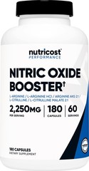 Nutricost Nitric Oxide Booster 2250mg, 180 Capsules, Gluten Free