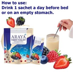 10X Araya Fiber Yogurt Mixed Berry Detox Skin Whitening Health Delicious 15 Sach