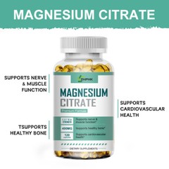 Magnesium Citrate (Citrato De Magnesio) 400Mg 120 Capsules (400mg of Elemental M