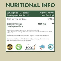Nutrabud Moringa Tablets 1000mg 180 Count Organic Leaf Powder Supplement | FS
