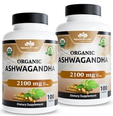 NaturaLife Labs Organic Ashwagandha 2100 mg per Serving – Root Powder Extrac…