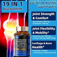 2 Pack Glucosamine Chondroitin Turmeric MSM Triple Strength Joint Support 240ct