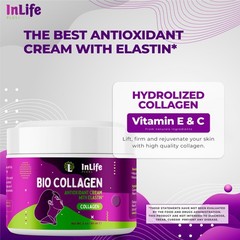 Inlife Plus + Hydrolyzed Collagen Cream with Elastin, Vitamins E & C (2 Oz) Face