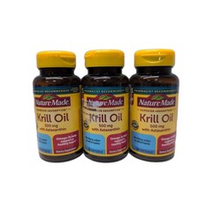 (3) Nature Made Superior Absorption Krill Oil 500 MG Astaxanthin Softgels 07/26+