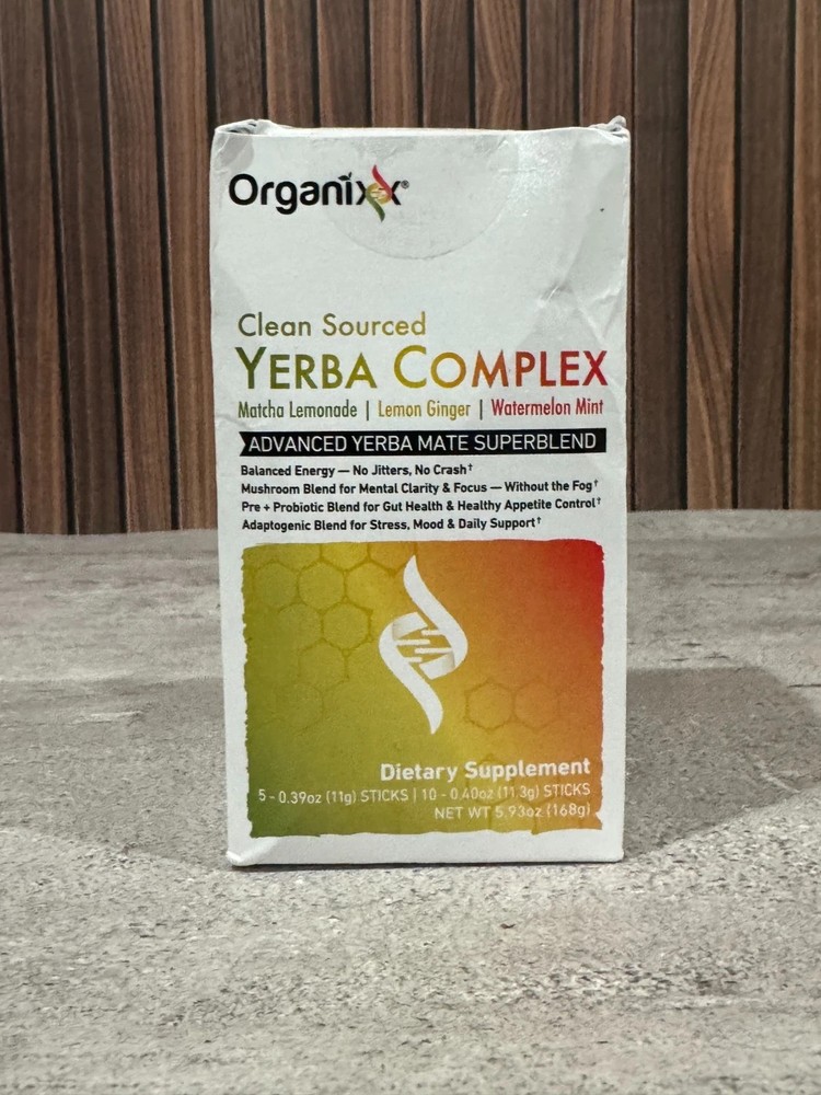 Organixx Yerba Complex Superblend Sticks Matcha Lemon Ginger Watermelon 15ct New