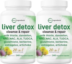 Liver Detox, 240 Veggie Capsules|20-in-1 Premium Complex Liver Cleanse & Repair