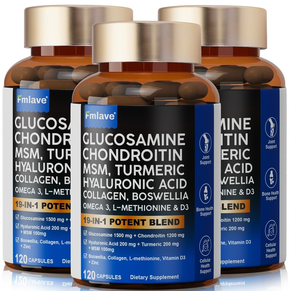 3 Pack Glucosamine Chondroitin MSM Turmeric – Joint Health Supplement – 360 Caps