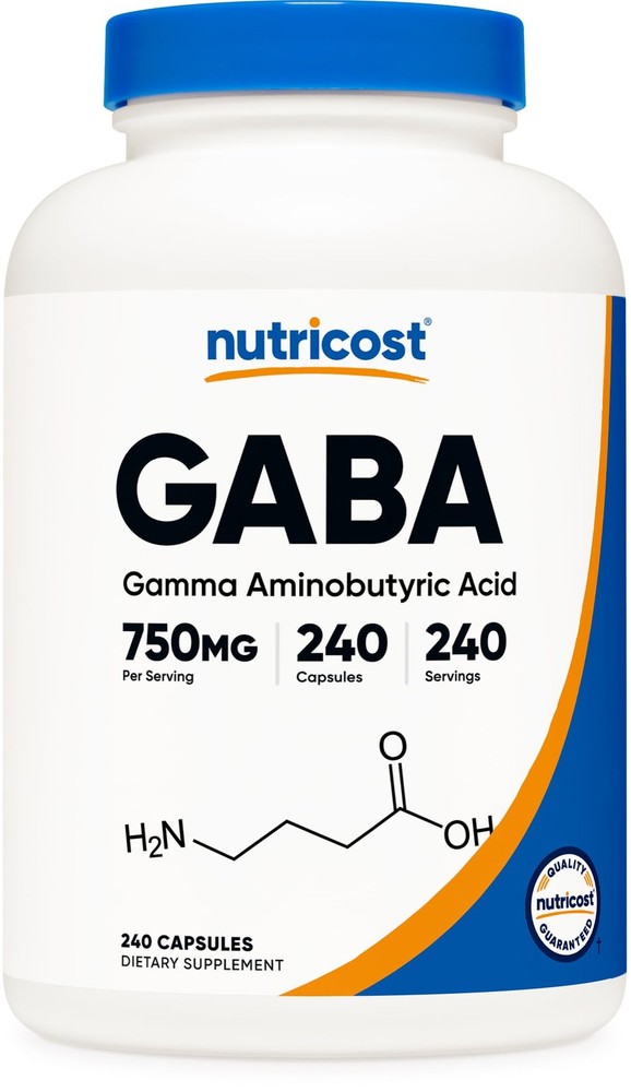 Nutricost GABA (Gamma Aminobutyric Acid) 240 Count (Pack of 1), Multicolor