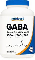 Nutricost GABA (Gamma Aminobutyric Acid) 240 Count (Pack of 1), Multicolor