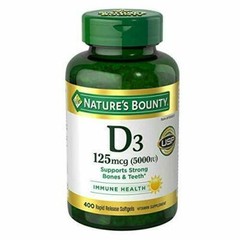 Nature’s Bounty Vitamin D3 125mcg 5000iu 400 Gels Strong Bones/Teeth EXP 10/2027