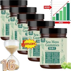 16 in 1 Organic Sea Moss Gummy | Irishmoss Extract 6000Mg | Green Apple Flavor