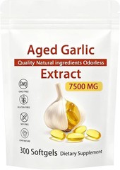 Odorless Garlic 7500mg Per Servings, 300 Softgels | 2 Years Aged Garlic Extra