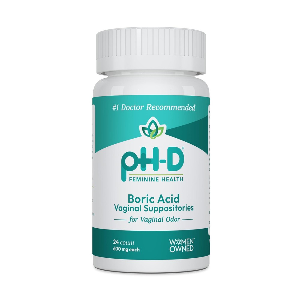 pH-D Feminine Health – 600 mg Boric Acid Suppositories – Woman Owned – for