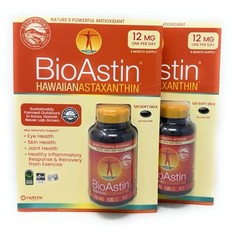 BioAstin Hawaiian Astaxanthin 12 mg.120CT x 2 Pack,Skin, Eye, Cellular, Joint