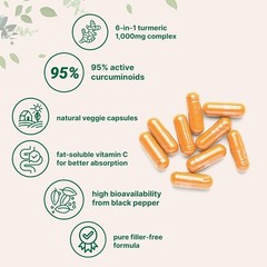 3PACK Micro Ingredients Turmeric Curcumin 1,000mg 6-in-1 Complex 120 Capsules